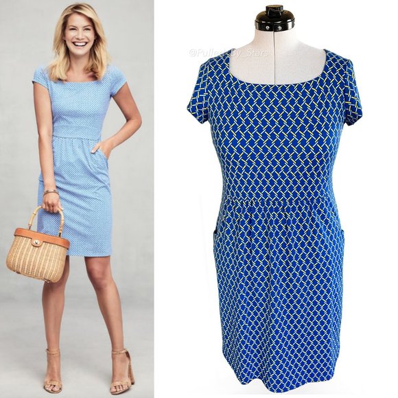 J. McLaughlin Lattice Print Catalina Cloth Emma Cap-Sleeve Sheath Dress - Size L